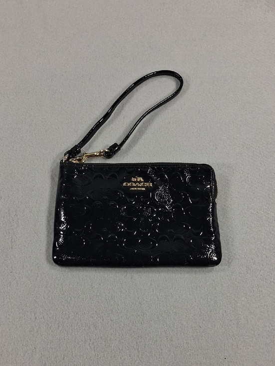 Coach Handbags - Coach Black Patent Signature Wristlet with Gold Hardware